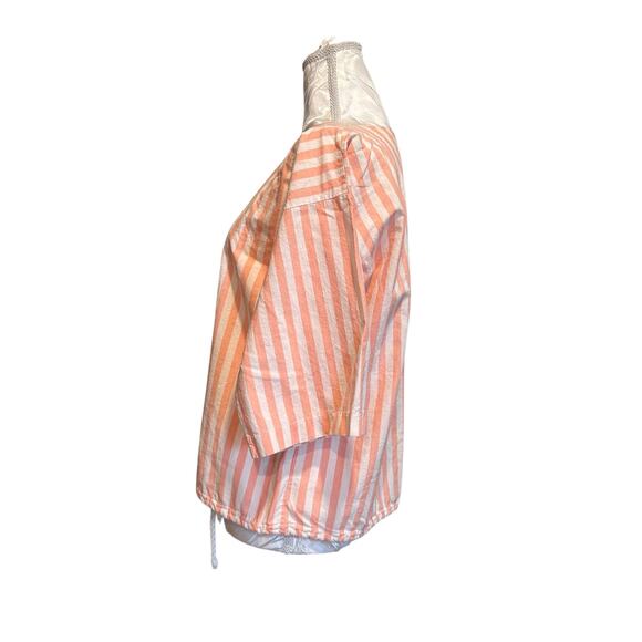 Vintage 60s Pink White Striped Top Womens Sz Large Drawstring Waist Barbiecore - Picture 8 of 15